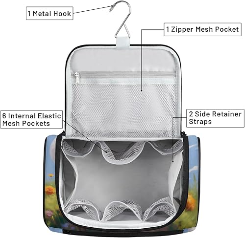 Miniatura 5 de Animal Fox Flores Colgantes Neceser de Viaje Neceser Organizador de Maquillaje Bolsa de Almacenamiento de Cosméticos Baño Bolsa de Almacenamiento,