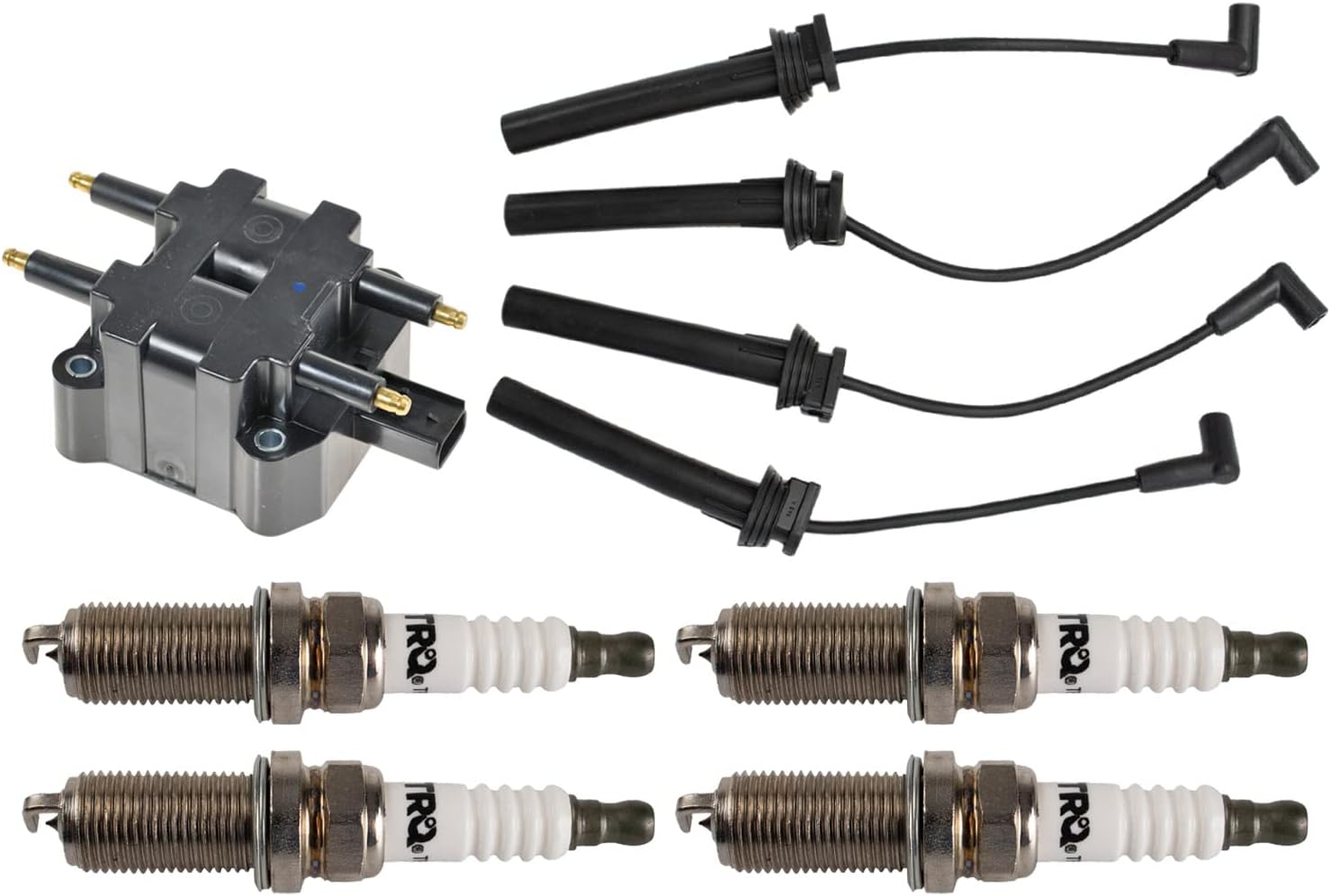 TRQ Ignition Coil and Spark Plug Kit 6 Piece Iridium Spark Plugs Compatible with 1997-1998 Chrysler Sebring