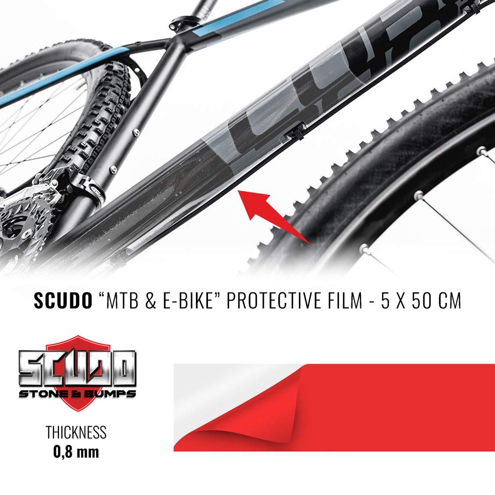 Adhesive Film Scudo Frame for Bike Protection Unisex Adult, Transparent, 5 x 50 cm, Thickness 0.8 mm