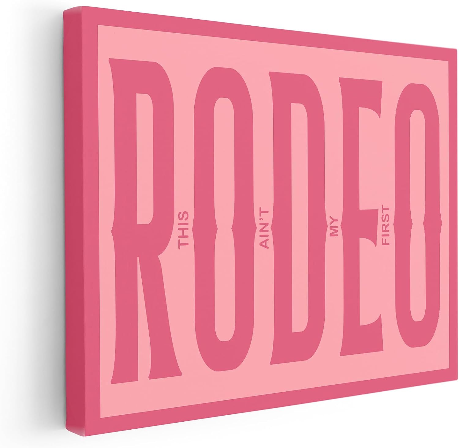 Poster Master This Ain't My First Rodeo Canvas - Retro Pink Typography Print - Wild West Art - Trendy Gift for Men & Women - Western Decor for Dorm or Living Room - 8x10 STRETCHED Canvas