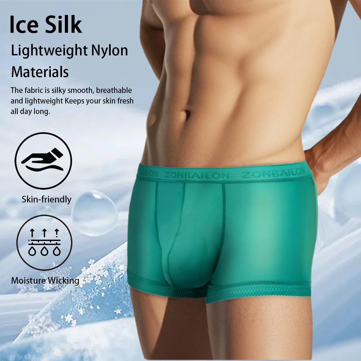JINSHI Ice Silk Mens Sexy Underwear For Straight Men See Through Boxers Ultra Thin Sheer Trunk Bulge Pouch Boxer Briefs