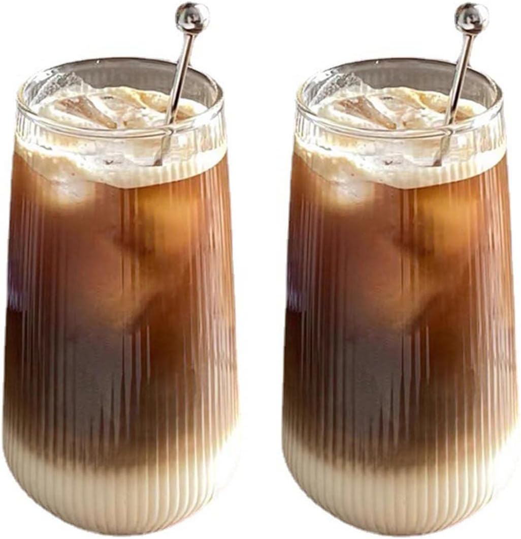 Latte Macchiato Gläser Doppelwandig 400 Ml (2 Stück) Mit Löffel – Borosilikatglas, Spiralförmiges Design