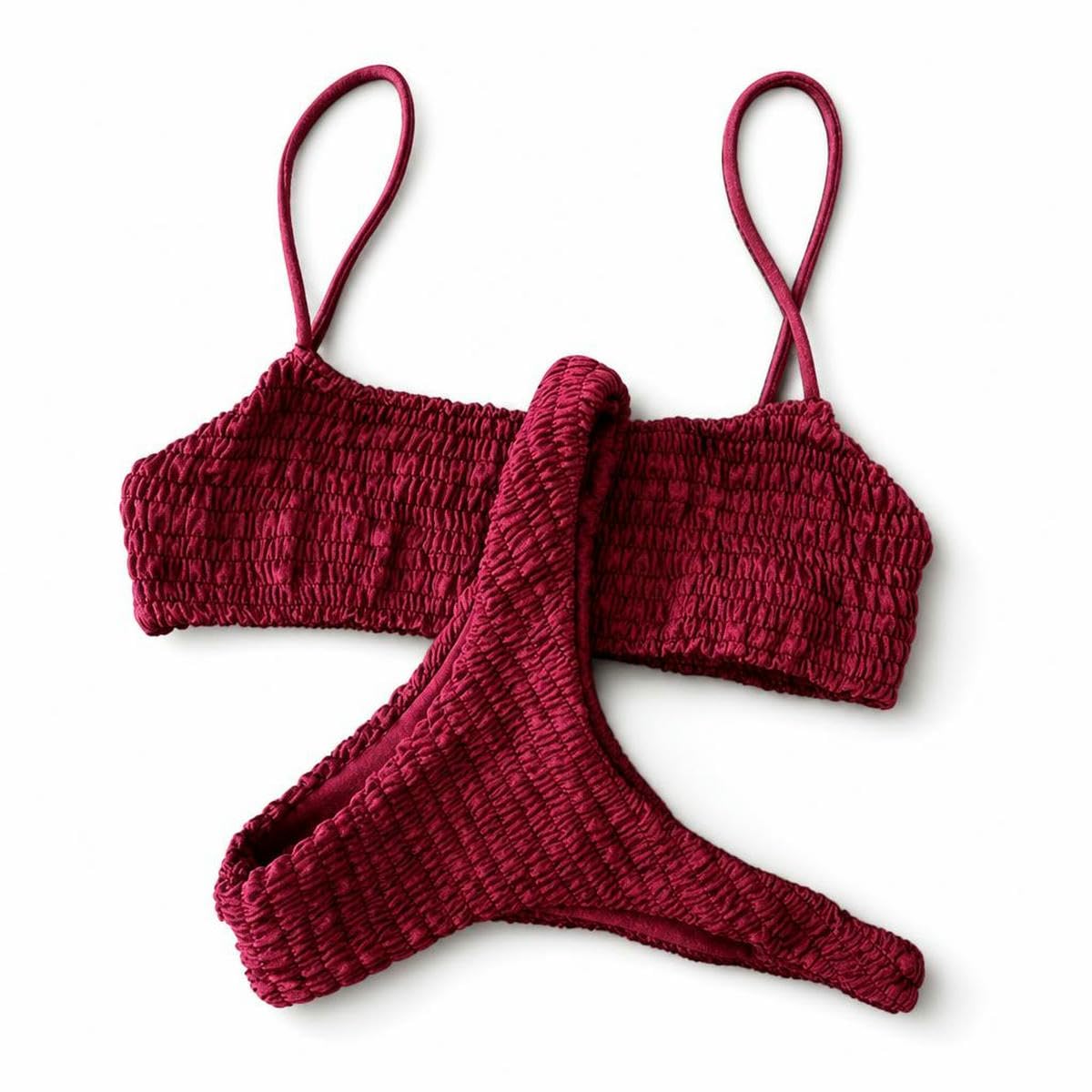 Dzianinowy damski zestaw bikini push-up z usztywnieniem | Wielokolorowy zestaw bikini push-up dla kobiet w wielu rozmiarach