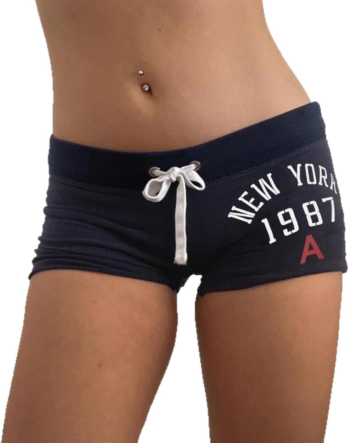 Athletic Shorts for Women Micro Low Waist Drawstring Shorts Y2K Vintage Mini Hot Pants Lounge Bottoms Summer