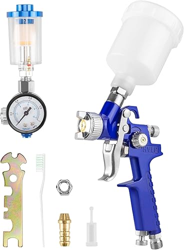 HVLP - Pistola de pulverización profesional con boquilla de 0.020 in y regulador de aire, kit de pistola de gravedad profesional portátil para
