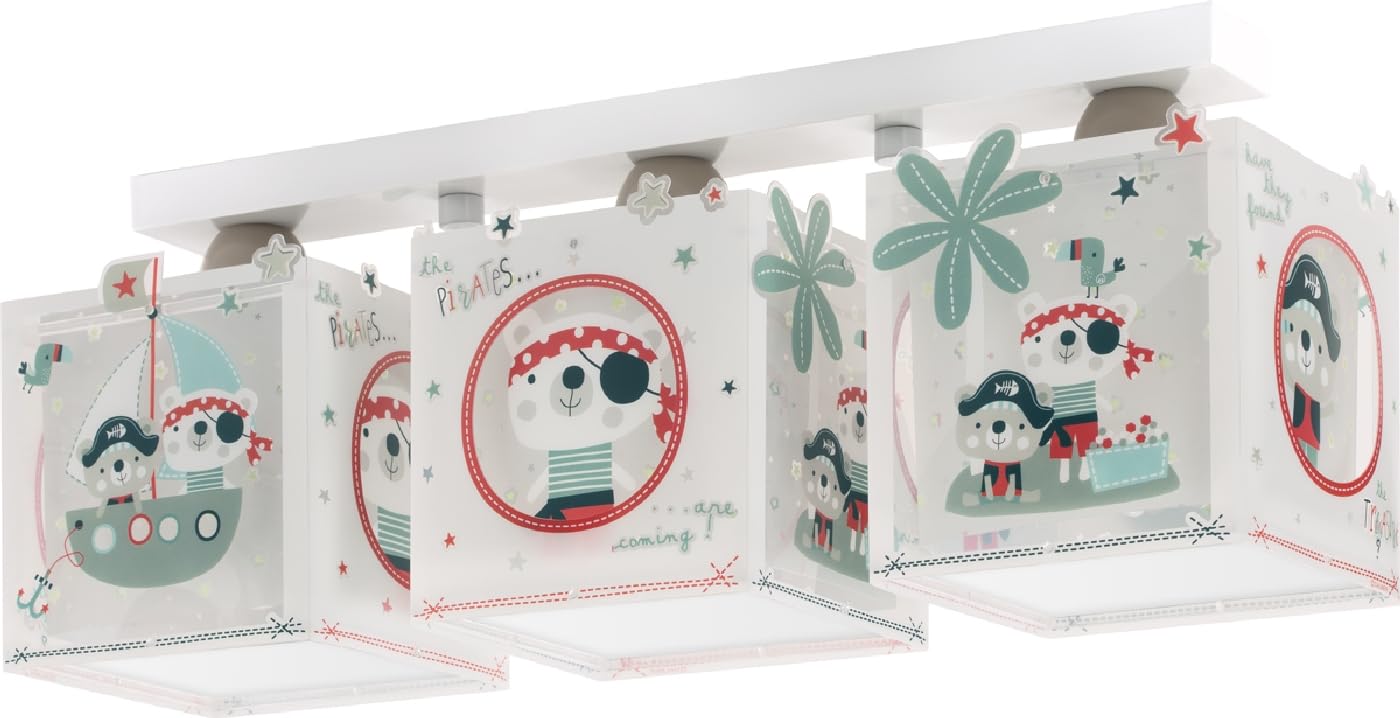 Dalber Children's Ceiling Lamp 3 Lights The Pirates, Multi-Colour