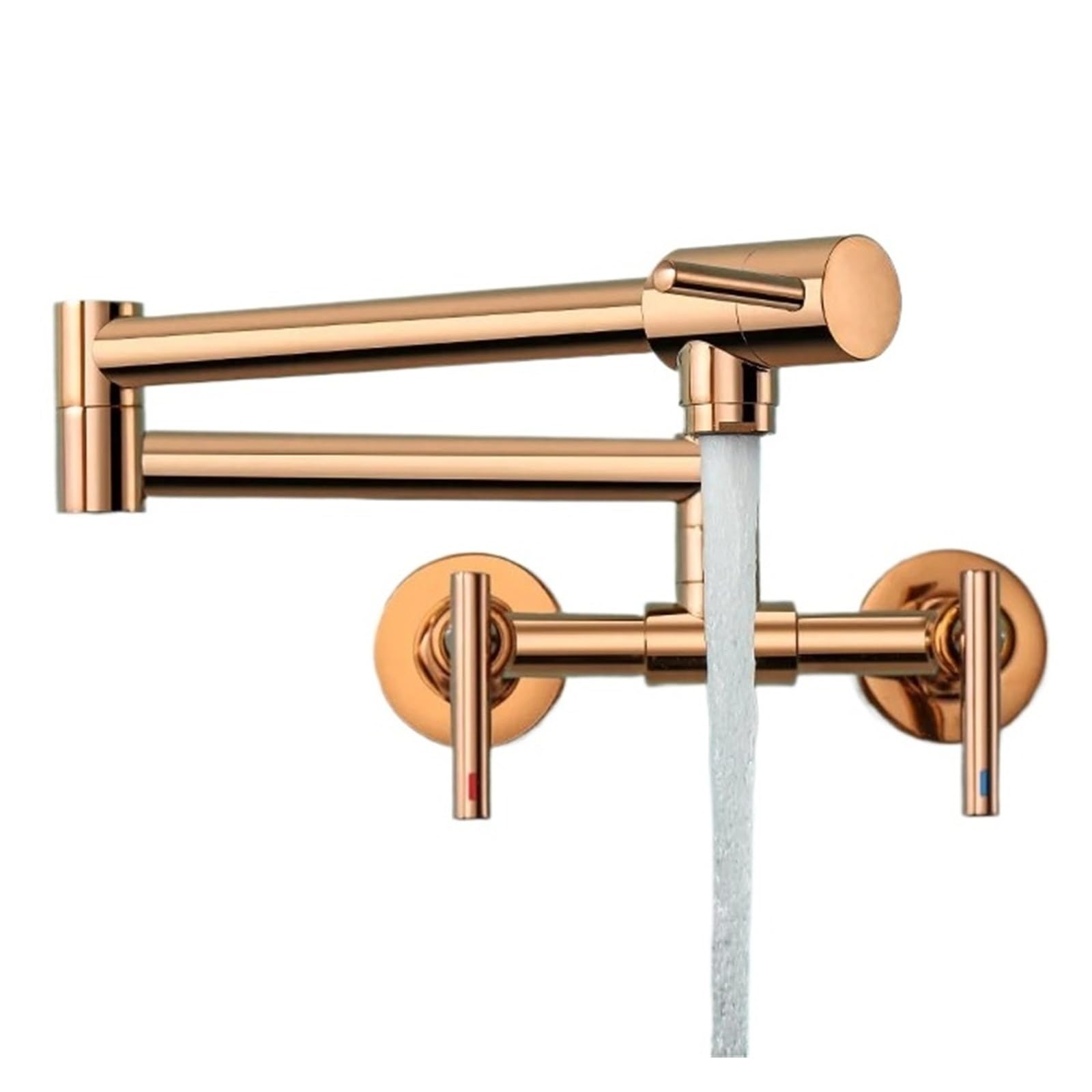 ZQFHSX Pot Filler Faucet Wall Mounted Kitchen Mixer Solid Brass Swivel Spout Hot and Cold Water with Dual Handle for Most Scenarios(B)