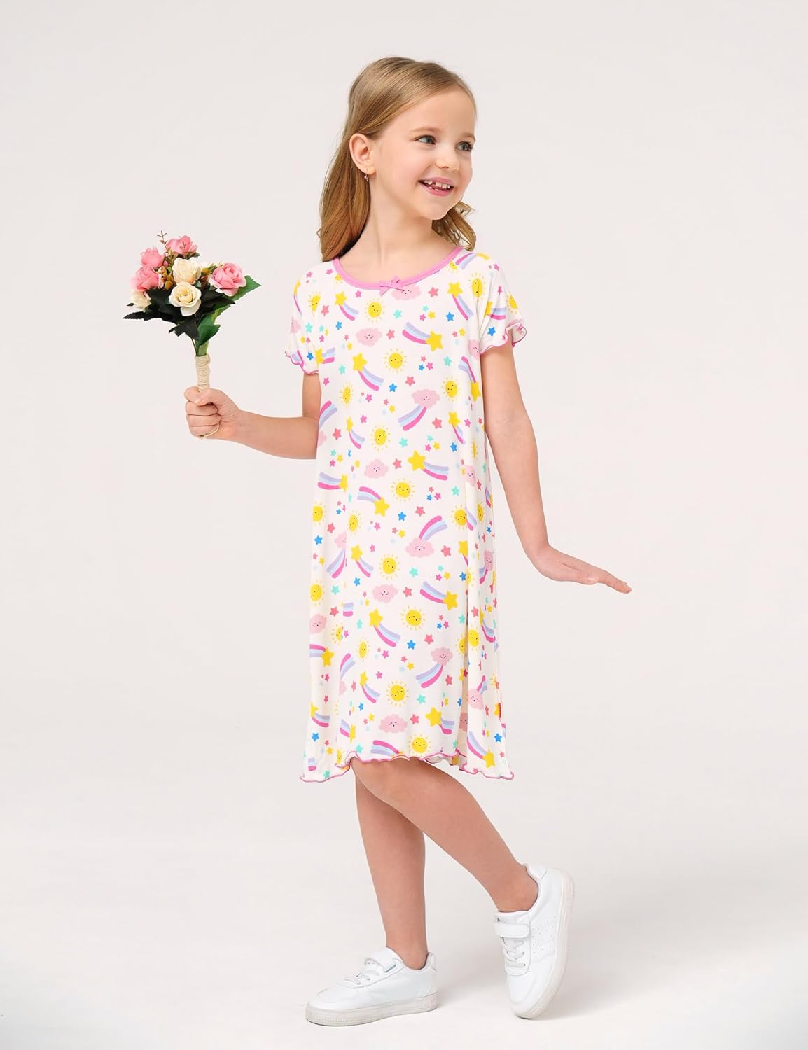 Bamboo Viscose Girls Nightgowns Short Sleeve Soft Pajama Dress for Girls - Image 6