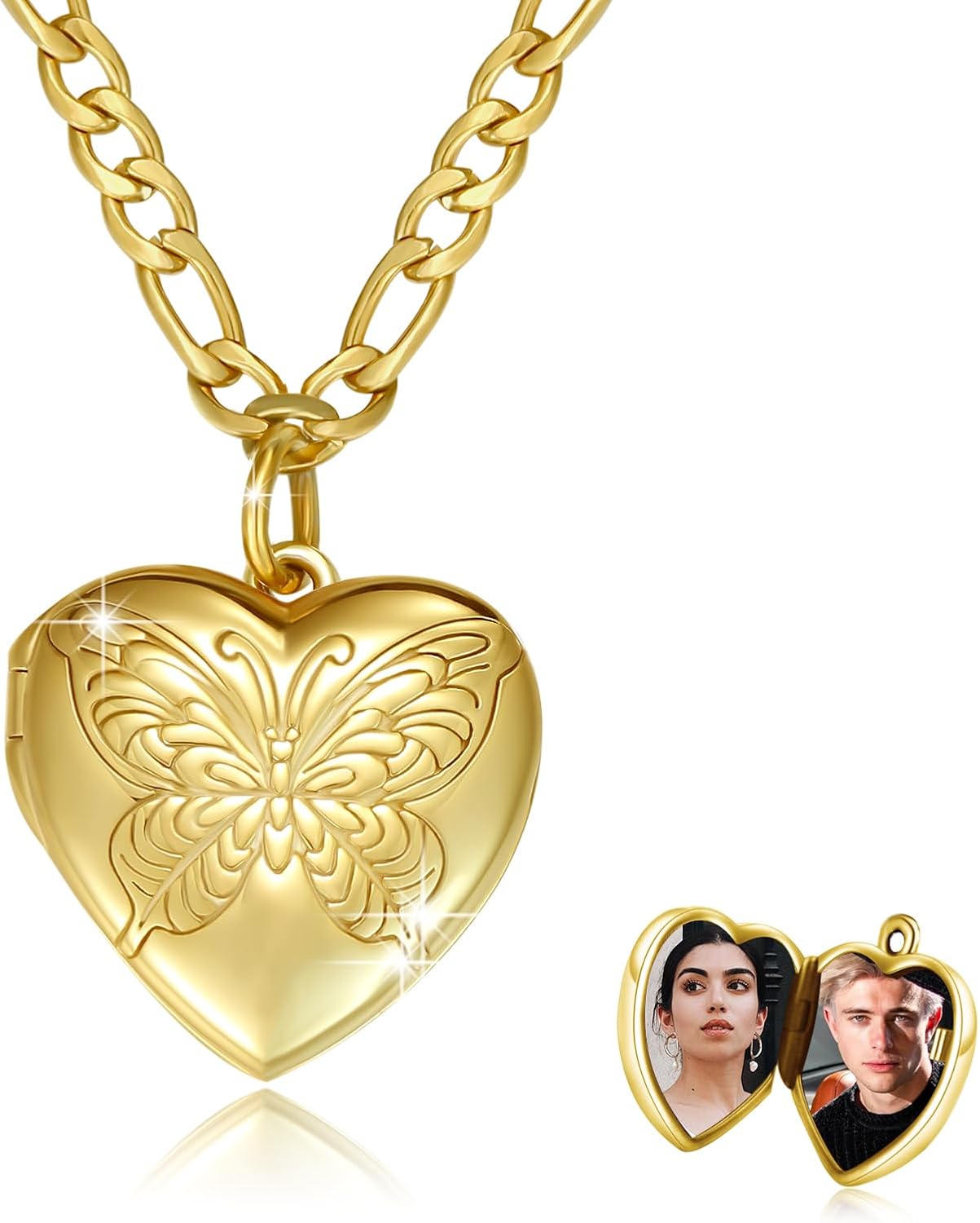 TUGHRA Mother's Day Gifts Gold Locket Necklaces for Women, 925 Sterling Silver Heart Photo Lockets Memorial Keepsake Jewelry Gift for Mom, Wife, Daughter