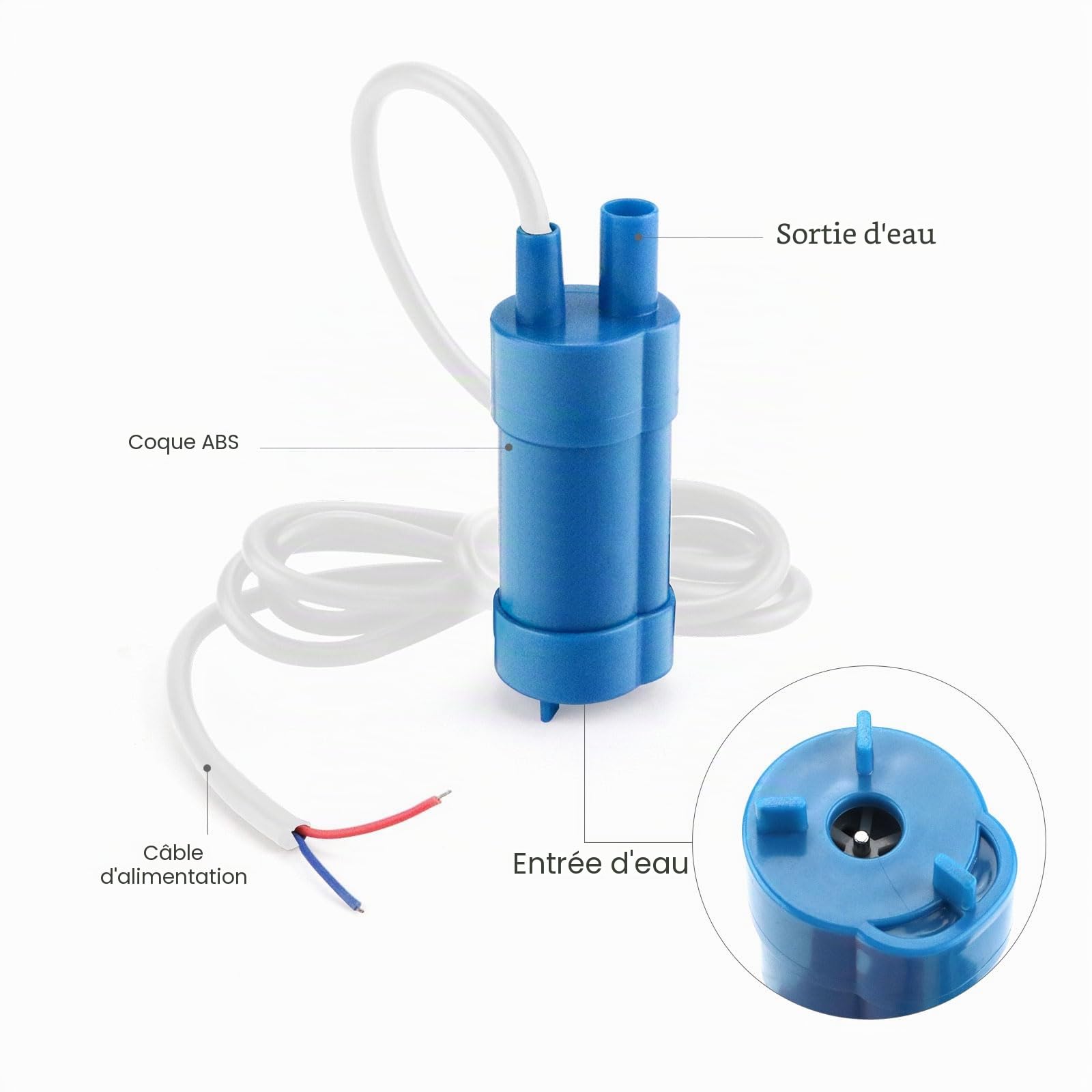 Pompe à Eau Submersible 12 V 600 L/H, 5m Lift Ultra Silencieuse Pompe D'eau Douce avec Tuyau en Silicone de 5m, pour Caravane, Camping-car, Yacht, Bateau, etc.