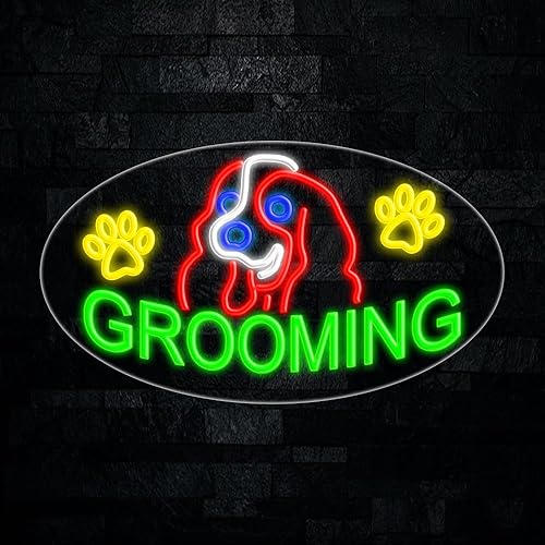 Señal de neón LED para aseo de perros, 28 pulgadas de largo x 16 pulgadas de alto #34063
