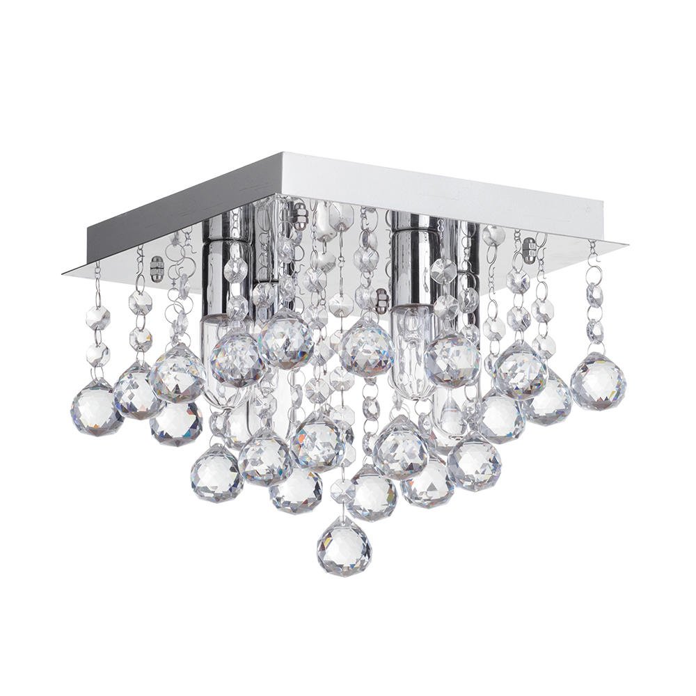 LITECRAFT Orlando Ceiling Light Bathroom IP44 Rated Flush Mount - (Polished Chrome, 4 Light)