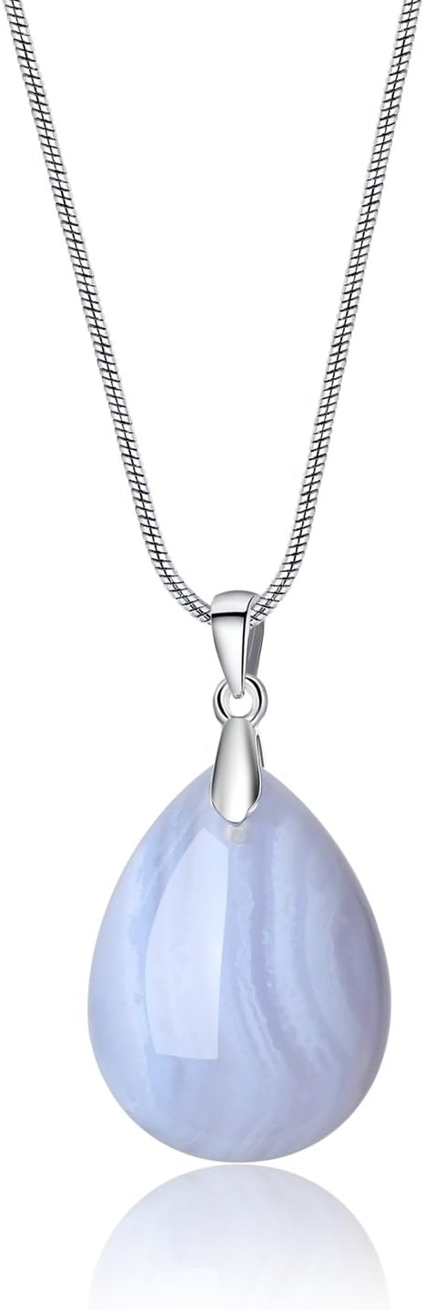 Stainless Steel Teardrop Healing Crystal Necklace