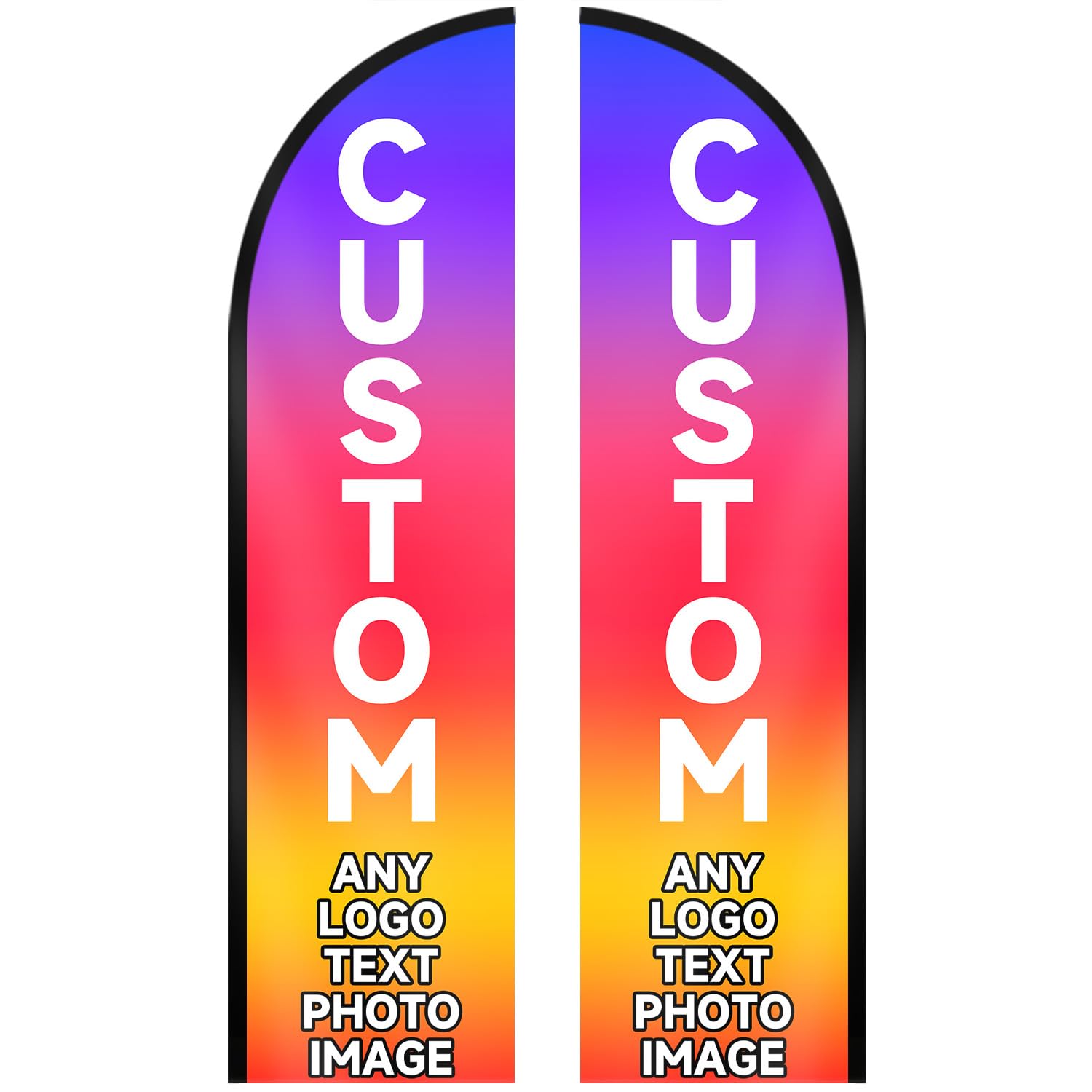 WOANIXY Custom Feather Flag with Pole Kit Optional, Personalized Advertising Flags with Image Logo Text , Premium Double Sided Printing, Outdoor