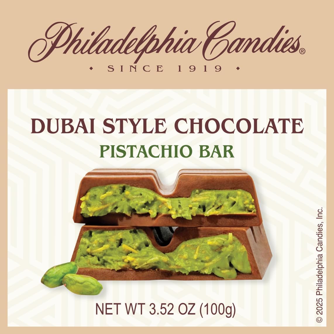 Philadelphia Candies Dubai Style Chocolate Bar, 34% Cocoa Milk Chocolate, 3.52 Ounce (2026 Release)