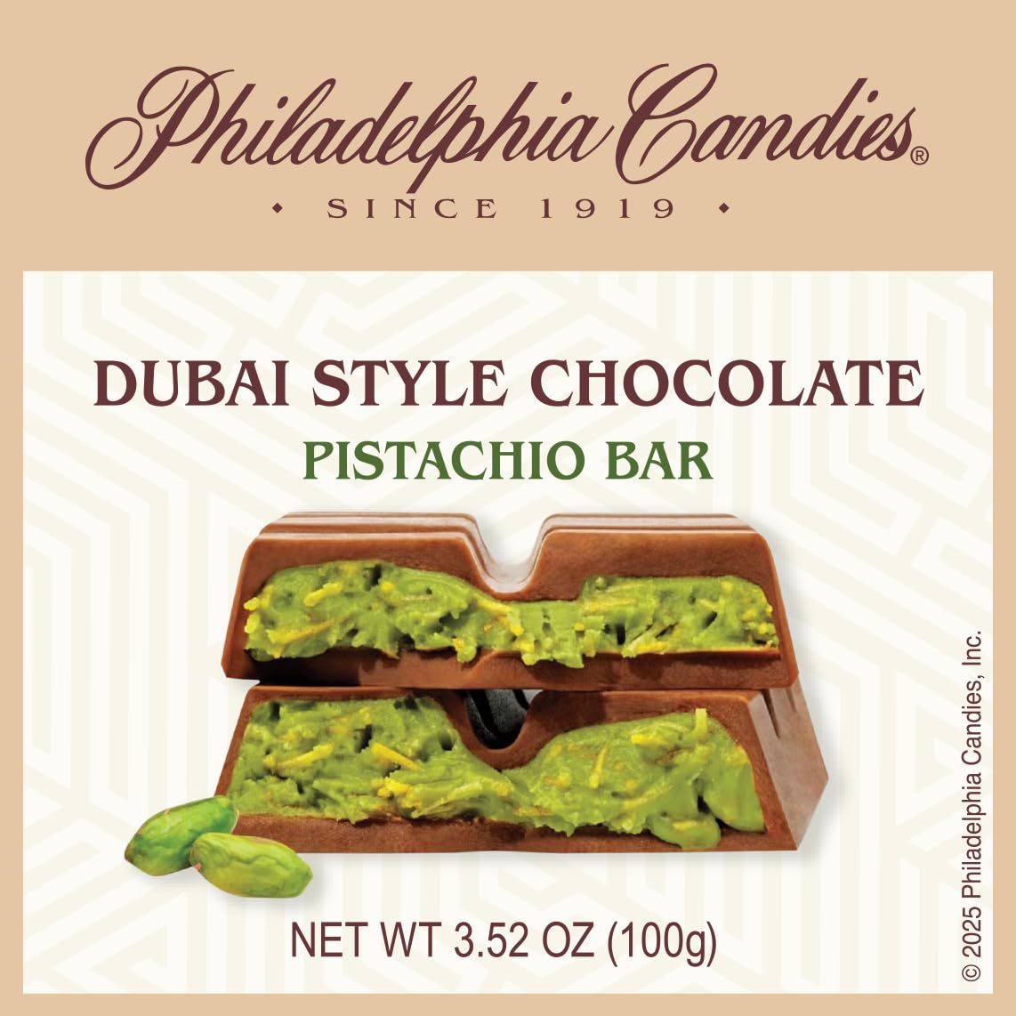 Philadelphia Candies Dubai Style Chocolate Bar, 34% Cocoa Milk Chocolate, 3.52 Ounce (2026 Release)