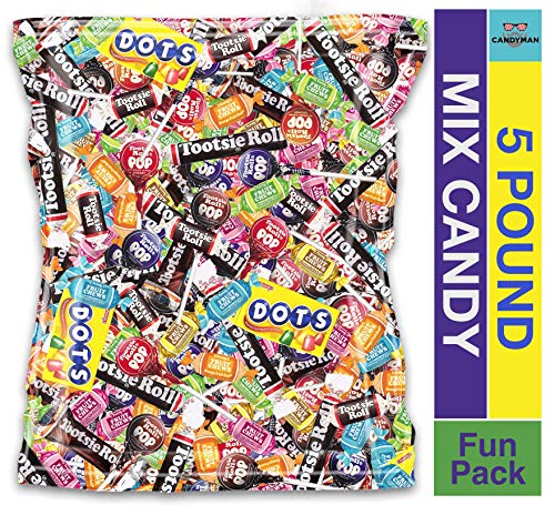CANDYMAN Tootsie Roll (5 LB) Bulk Candy Assortment with DOTS and Fruit Chews