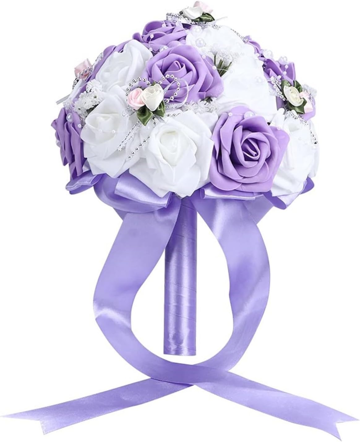 Artificial Flowers Bouquet Bridesmaid Floral Bouquet Artificial Bridal Bouquet Wedding Decoration Flower for Wedding Décor(Purple)