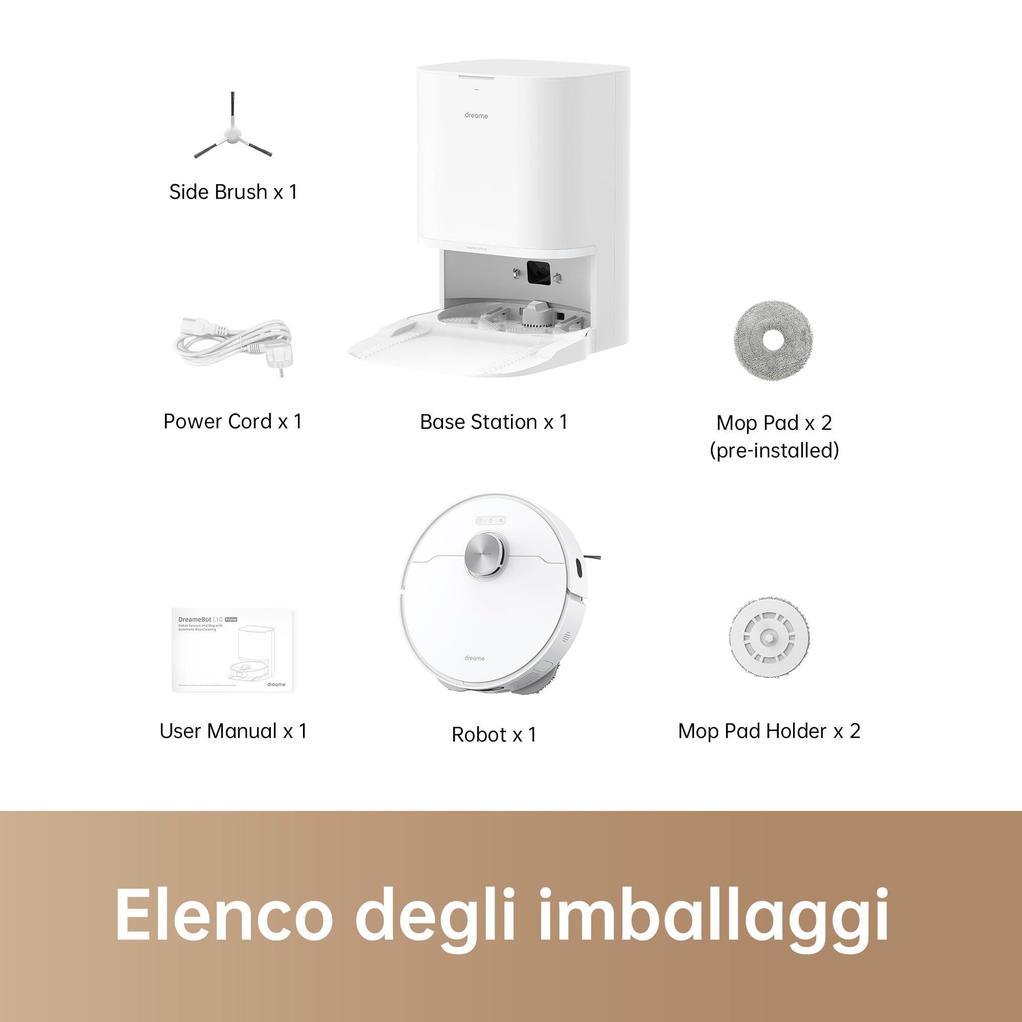 DREAME L10 Prime Robot Aspirapolvere con Sollevamento del Mocio da 7 mm, Mocio Autopulente, Navigazione LDS, Aspirazione 4000Pa, Mappatura 3D, WiFi/APP/Alexa