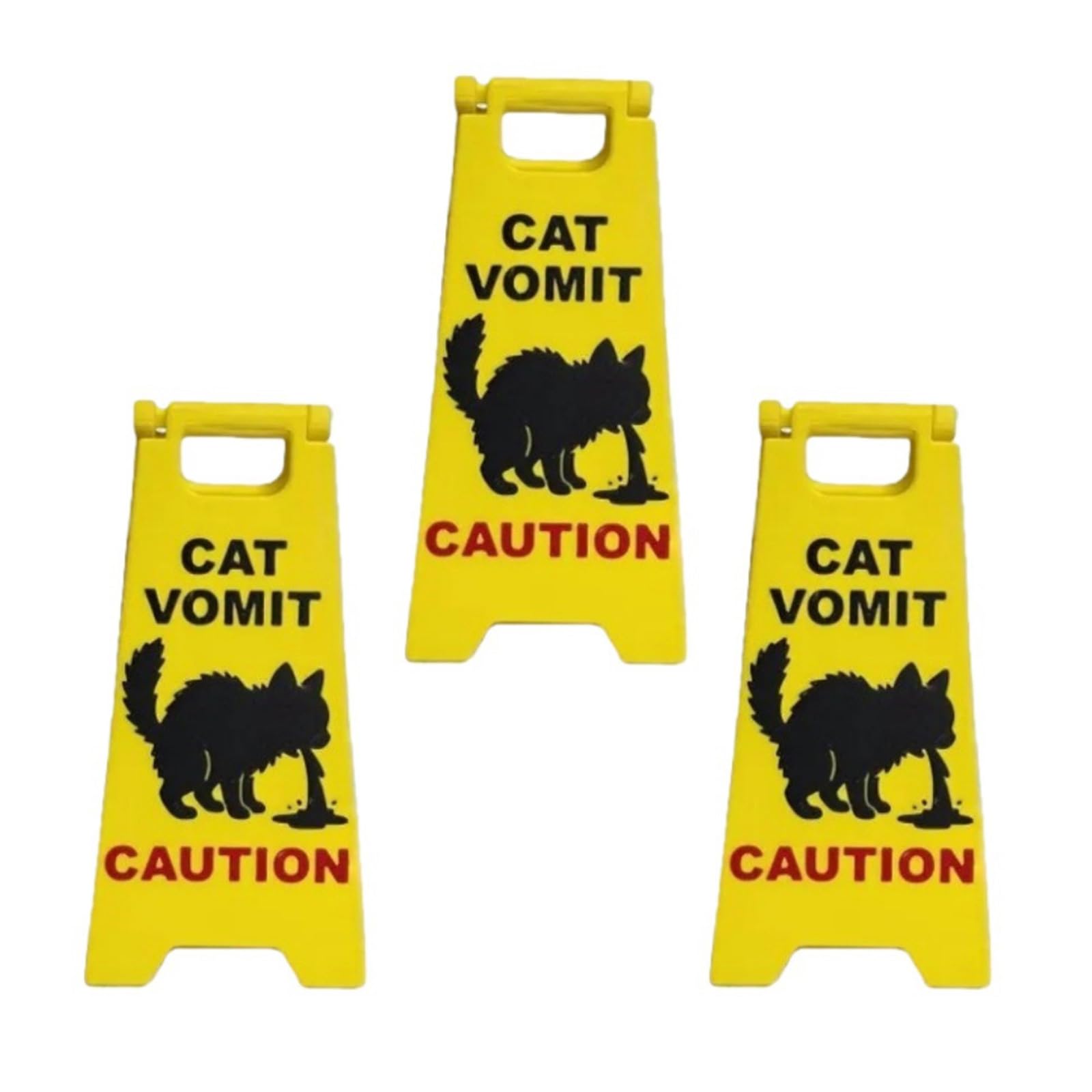Humorous Vomit Warning Sign Novelty Desk Decor Gifts for Owners Home Cats Vomit Caution Sign Double-Sided Decoration