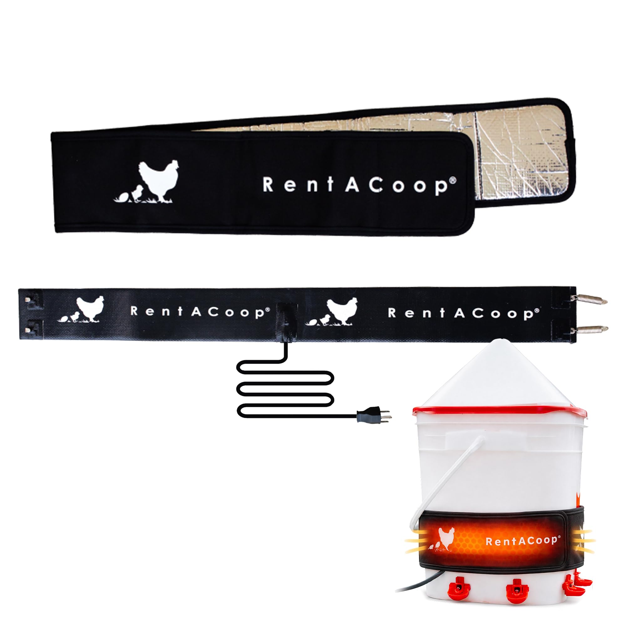 RentACoop Thermo Bucket Belt Heated Strap for 2-5Gal Bucket Chicken Waterers with 6ft Power Cord