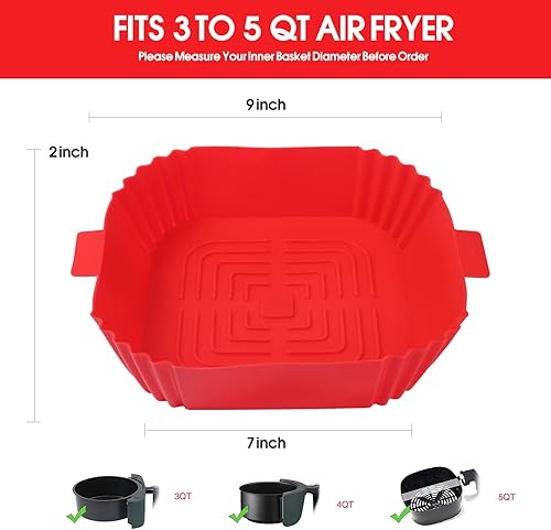 Miniatura 5 de Ollas de silicona para freidora de aire, 5 forros de silicona para freidora de aire, aptos para alimentos, antiadherentes, accesorios para horno,