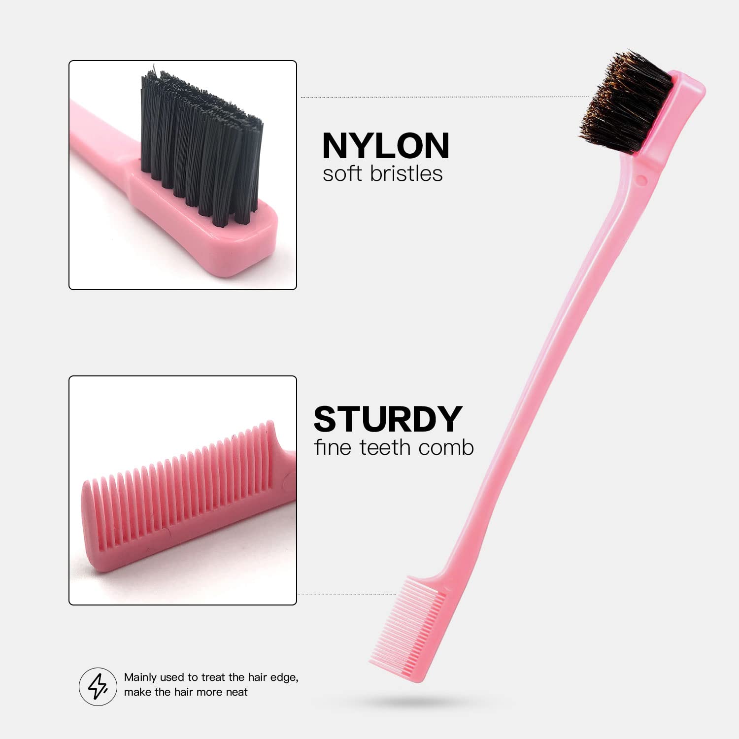 AESIFR 3 Pieces Teasing Brush Set Bristle Hair Brush 3 Row Teasing Brush Dual Edge Brush Sturdy Styling Comb Parting Comb for Brushing Combing - Image 3