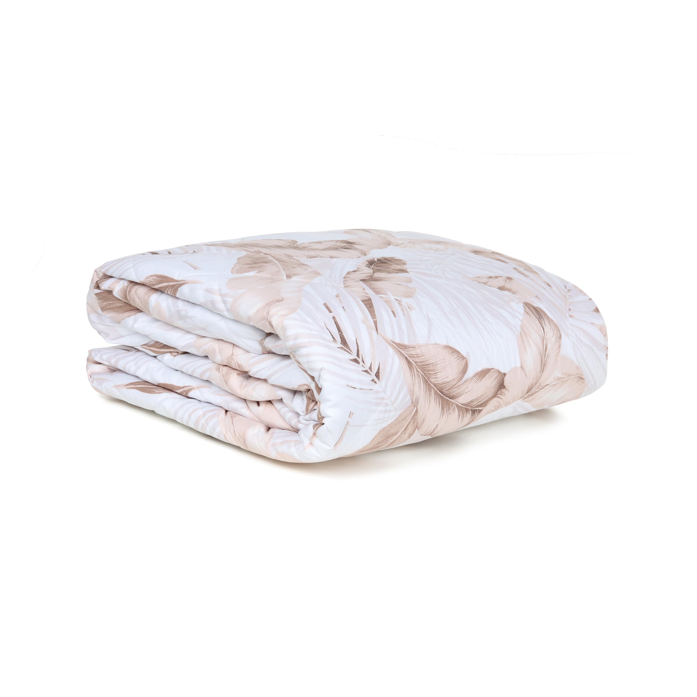 Clara Home Trapuntino Primaverile, Copriletto Mezza Stagione in Microfibra Effetto Velluto, Trapunta Leggera Jacquard Foglie, Coperta Letto Morbida Made in Italy, 1 Piazza, Adele Beige