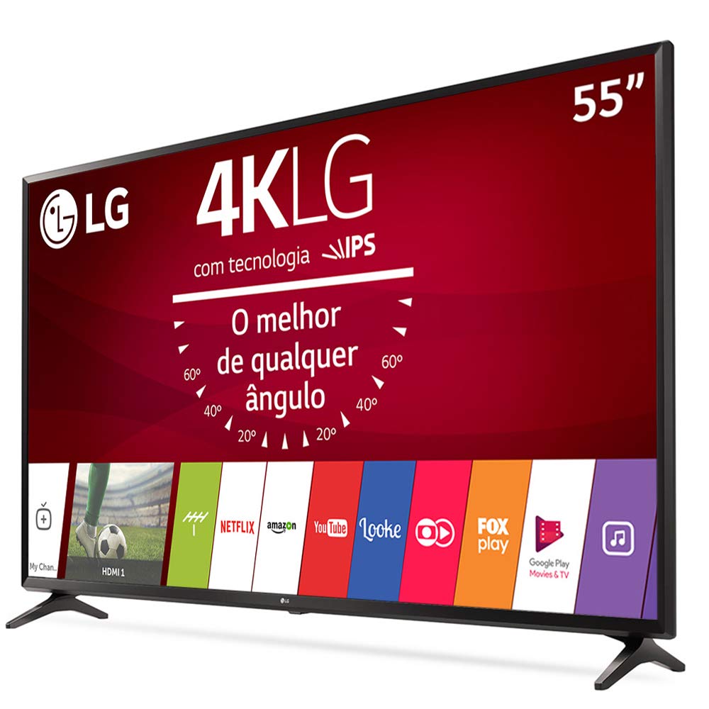Smart TV LED 55'' Ultra HD 4K LG 55UJ6300 HDMI USB Wi-Fi Conversor