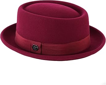 Wool Fedora Hat Classic Panama Trilby Hat Short Brim Pork Pie Hats Felt Fedoras Dress Hats for Men and Women
