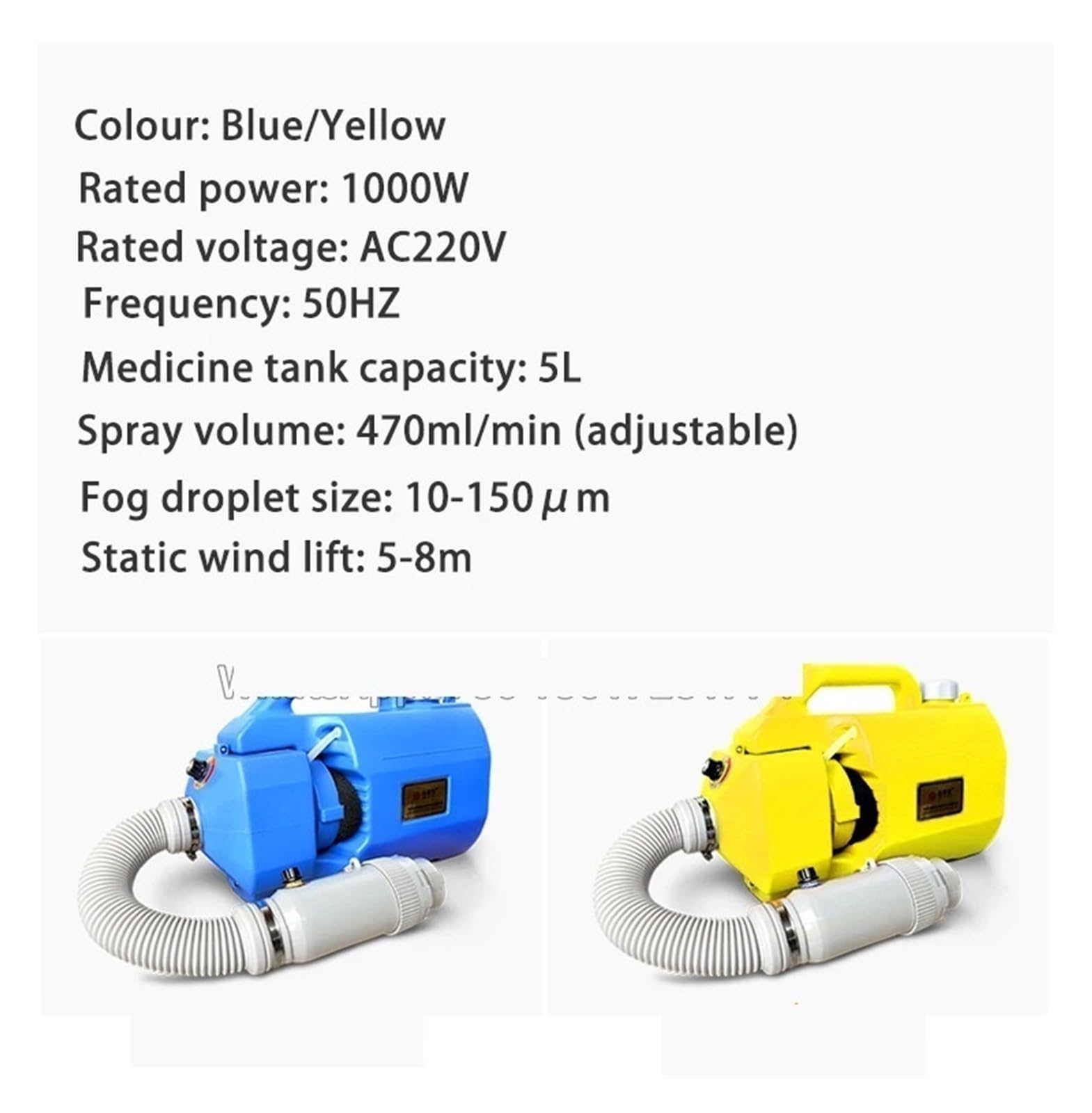5L 1000W Elektryczny ULV Zimny ​​Rozpylacz Mgiełki, Maszyna Do Mgiełki Atomizer Przenośny(Blue)