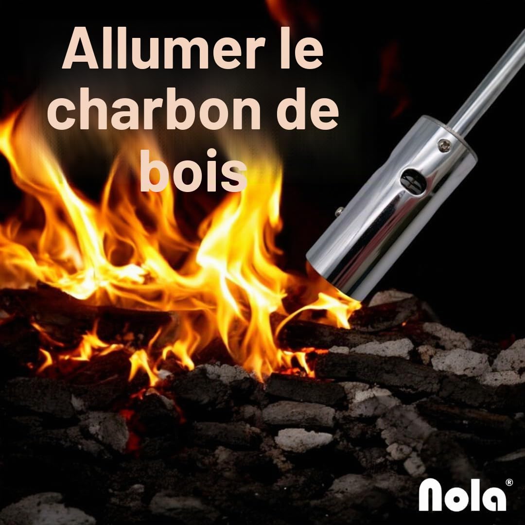 Désherbeur thermique NOLA max. 1,3 °C, connexion à baïonnette, herbicide de 80 cm, brûleur à gaz butane Art. 879, brûleur à gaz puissant, allumage piézoélectrique, flamme réglable, compatible : NOLA