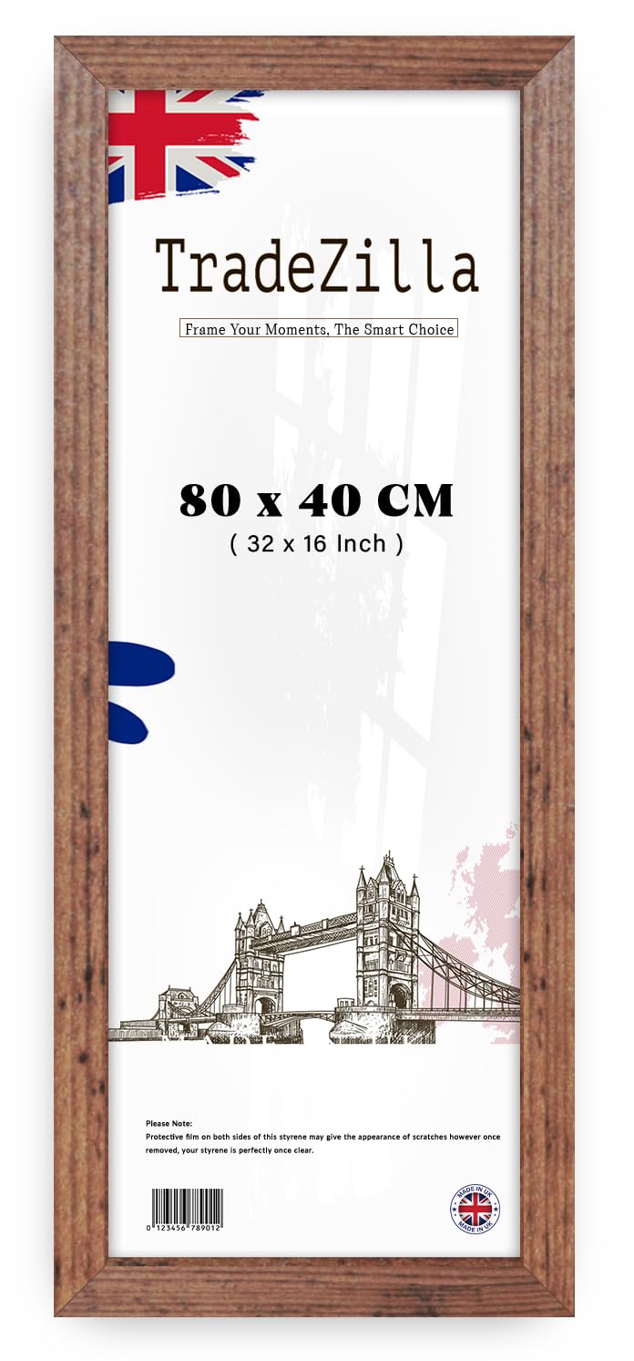 Tradezilla Rustic - Stunning Panaramic Picture/Poster Frame (80 X 40 Cm) | Mdf Eton Wood Hang Portrait/Landscape For Wall Gallery 32 X 16 Inch [ ]