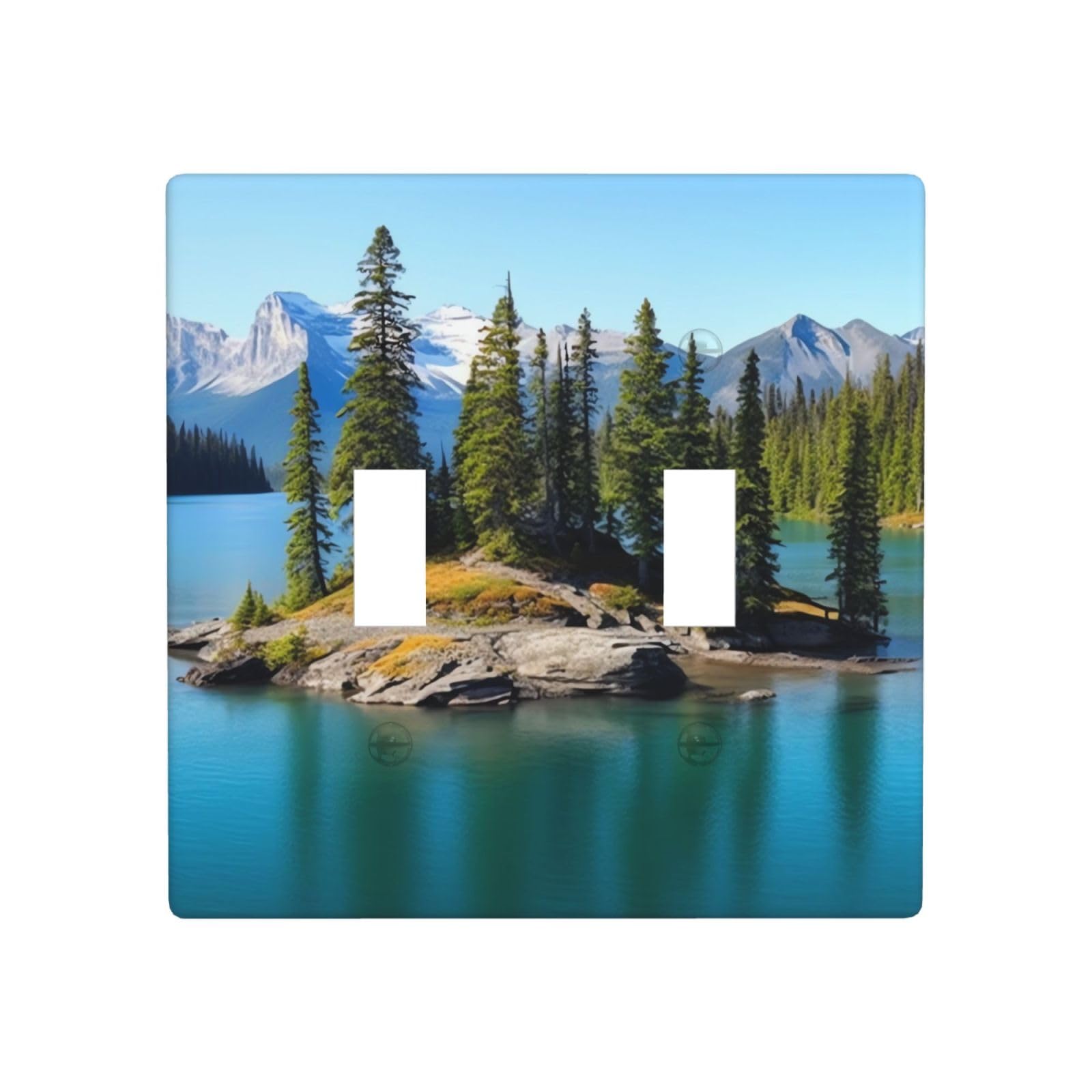 Decorator Double Toggle Light Switch Covers Spirit Island in Lake Wall Plate 2-Gang Standard Size 4.5" x 4.5" Double Toggle Switch Wallplate Decorative 2 Gang Wall Switch Plate Covers