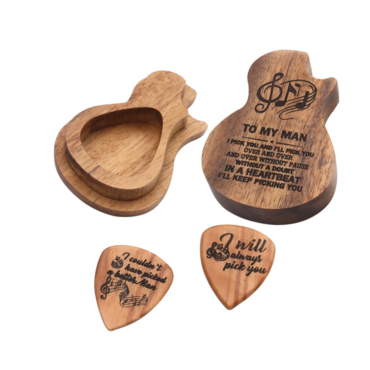 ibasenice 3sets Custodia Forma Di Chitarra Per Plettro Scatola Porta Plettro Legno Contenitore Pratico Per Collezione Accessori Chitarra Per Musicisti