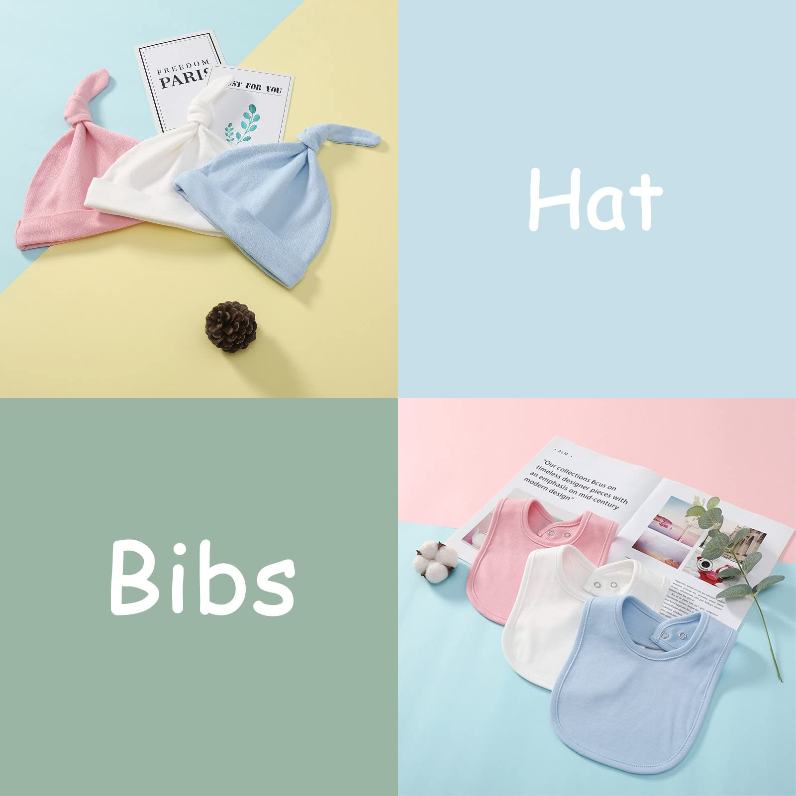 Juego de canastilla unisex de algodón para bebé, regalo para bebés, niños y niñas, conjunto de accesorios esenciales para recién nacidos de 0 a 12 meses