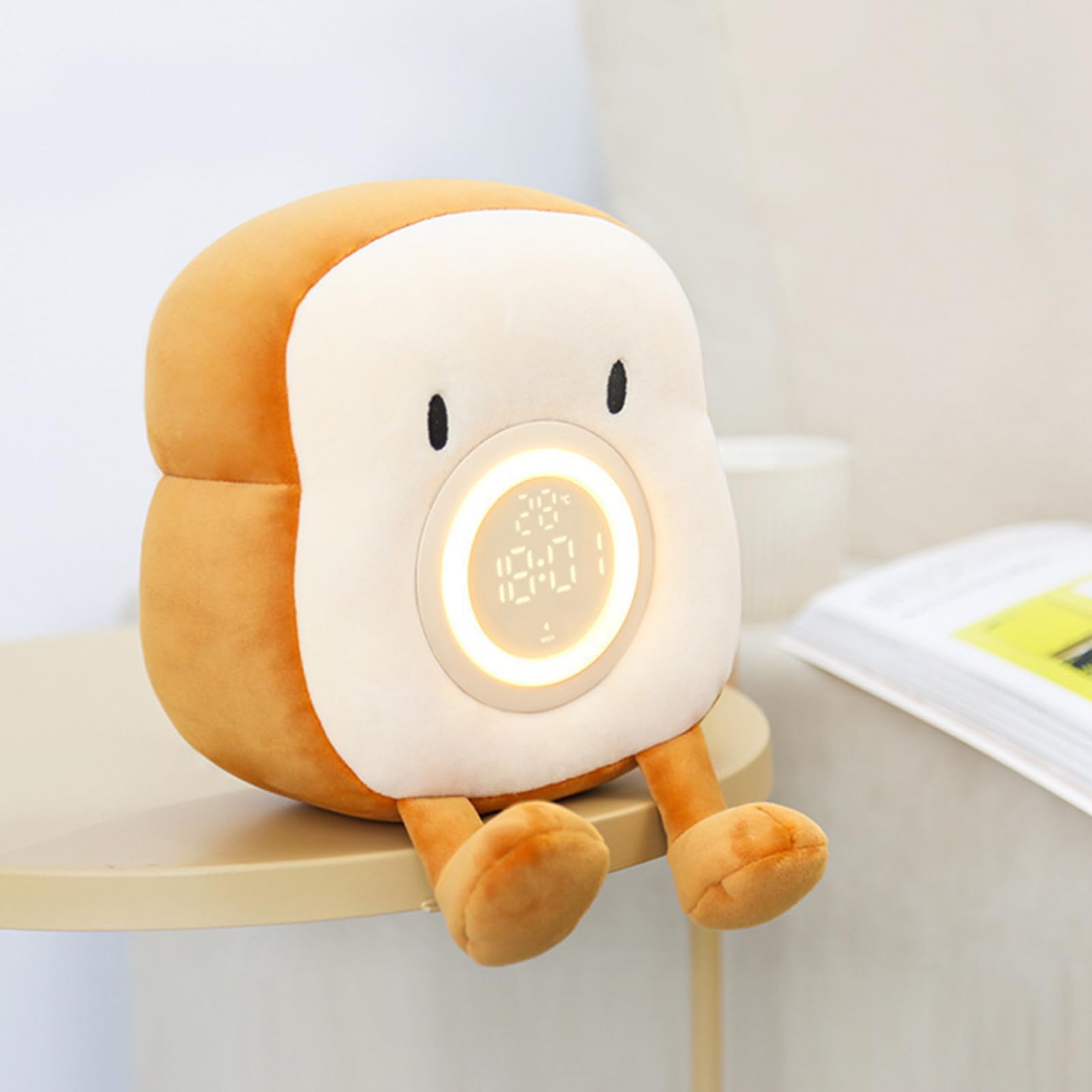 Veilleuse Toast Lumineuse Lampe De Chevet En Peluche Multifonction Avec