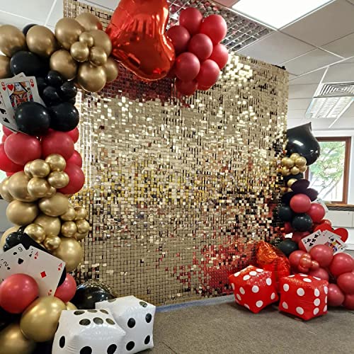 Image of COKAOBE Light Gold Shimmer Wall Backdrop, 18 Pcs Square Sequin Shimmer Backdrop Panel, Photo Backdrops for Birthday, Anniversary, Wedding, Graduation & Bachelorette Party Decoration