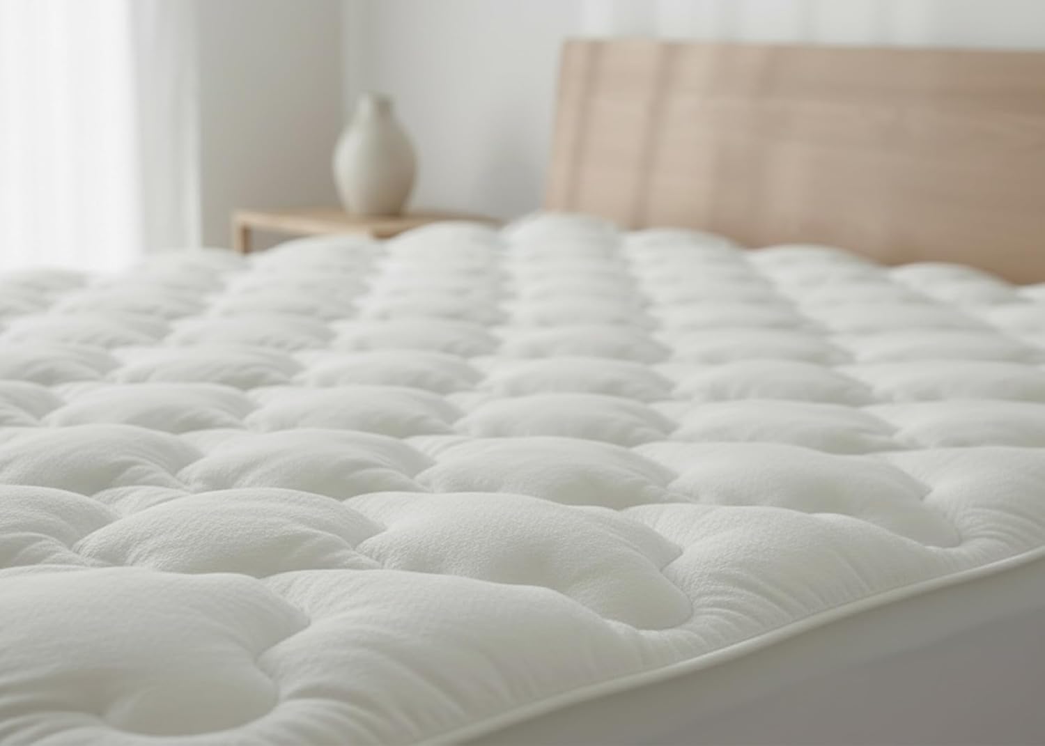 Pillowtex Waterproof Mattress Topper – Blend of Rayon Derived from Bamboo and Polyester, Silent, Plump, with Fitted Skirt, Mattress Protector - Twin Size