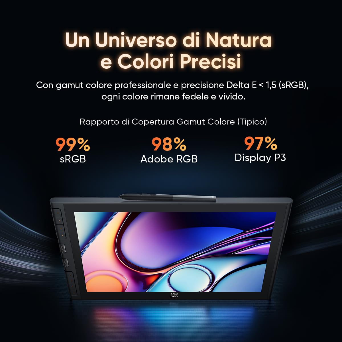 XPPen Tablet grafico da 15,4 pollici con display Artist 16 3rd, con X4 Smart Chip Stylus, 16384 livelli di pressione, innovativo X-Dial Shortcut