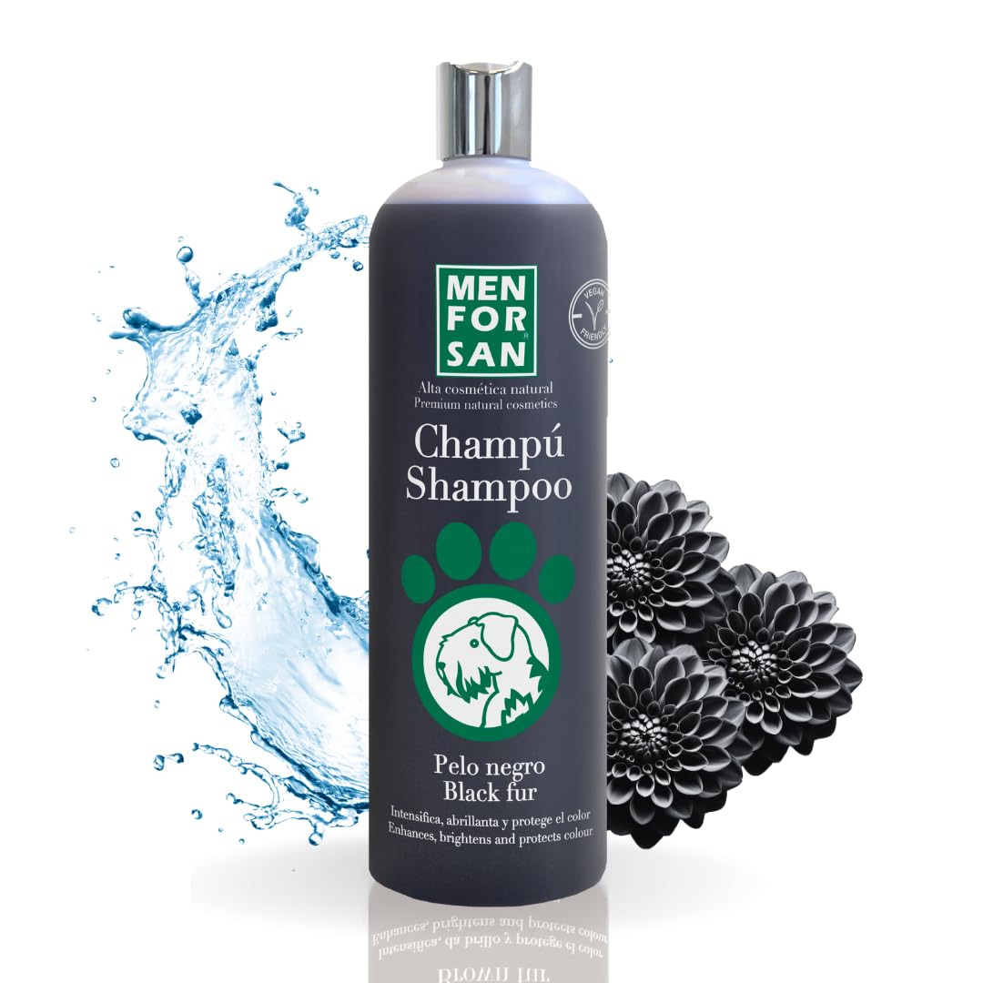 MENFORSAN Champú Perros Pelo Negro 1L, Intensificador del Color