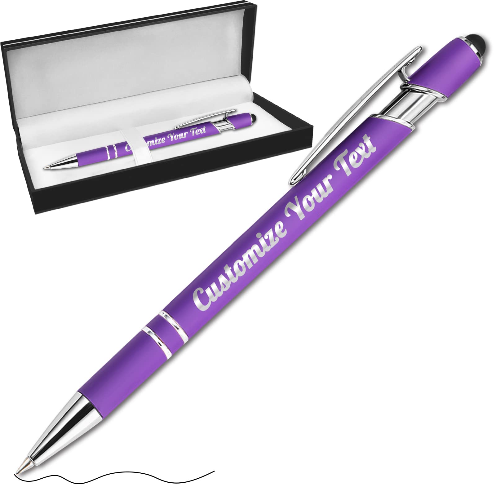 Fadace Up to 500 Pcs personalised Pens Bulk Custom customised Pen with Stylus Free Engraving Ballpoint Pens Set with Your Name Text for Business Women Men Graduation Wedding Gift