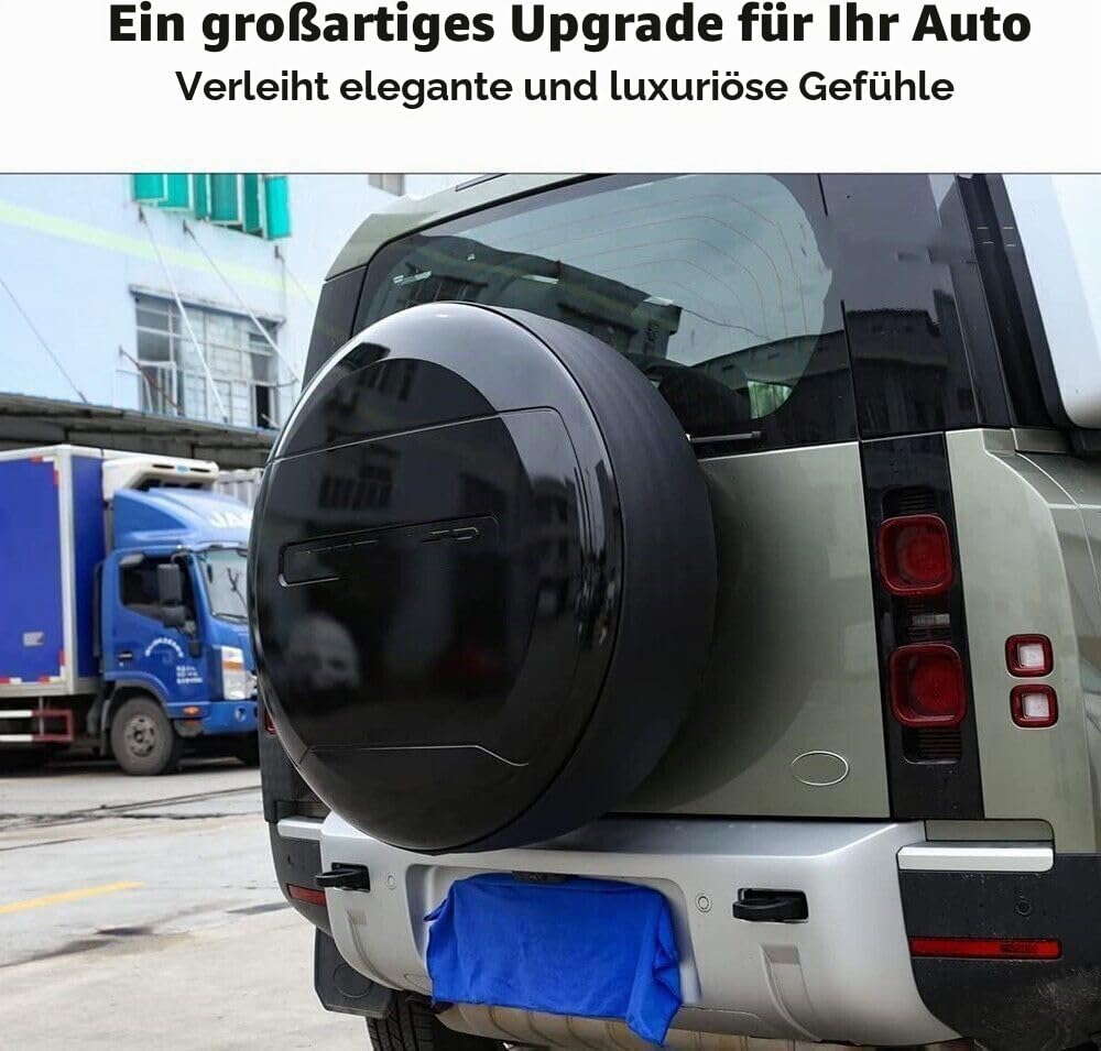 Ersatzreifenabdeckung für Defender, Ersatzreifen-Radabdeckung, Kunststoffschutz für LR Defender 90 110 130 2-Türer 4-Türer 2020 2021 2022 2023 2024 2025 (Santorini Black)
