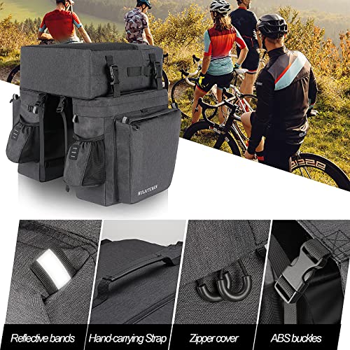 Huijutchen Bike Panniers, 40L Pannier Bags For Bicycles Rear Rack, 3 In 1 Waterproof Bicycle Saddle Bags Rear Rack With Shoulder Bag Reflective Trim, Bike Cargo Saddle Trunk Bag For Long Cycling #TOP4