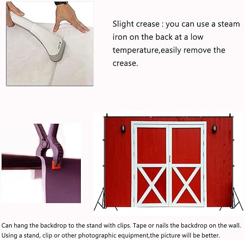 Miniatura 6 de Telón de fondo de vaquero occidental de 7 x 5 pies, tablón de madera roja, telón de fondo rústico para puerta de granero, para baby shower, niños,