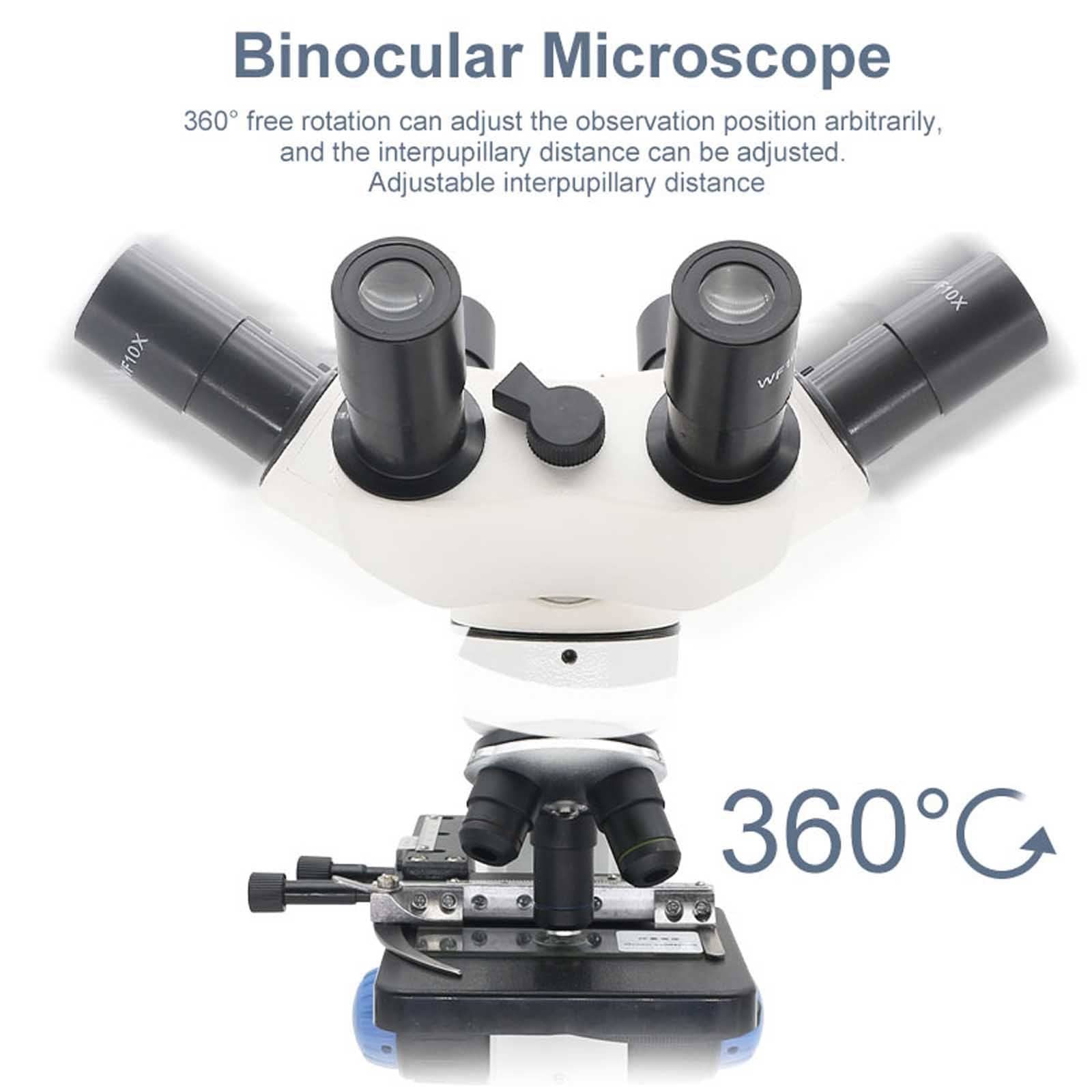 Microscopio Compuesto De 2 Piezas, Microscopio De Laboratorio Profesional 40x-1000x, Oculares Wf10x Y Wf25x, IluminacióN Led Dual Y Platina MecáNica De Dos Capas, Microscopio Para Adultos,White