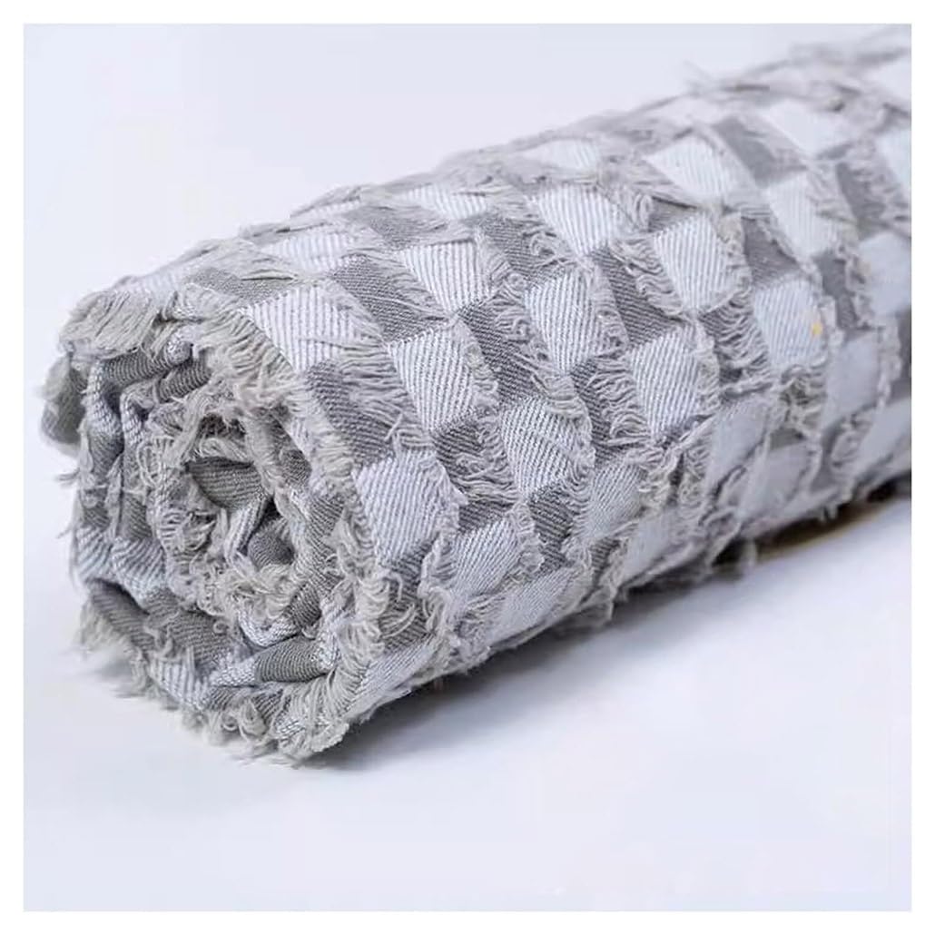 Tissu denim à franges jacquard en coton gris premium de 160 cm - 8