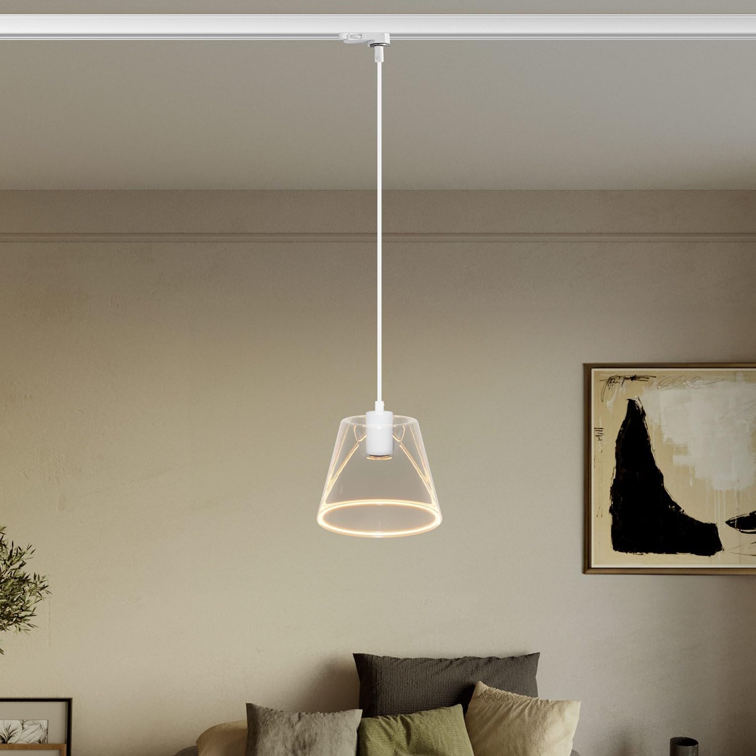 creative cables - Suspension Ghost avec ampoule conique transparente pour rails - Ampoule incluse