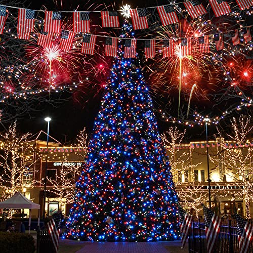 Jmexsuss 500 Led Red White And Blue Lights,173Ft 8 Modes 4Th Of July Lights, Waterproof Green Wire Patriotic String Lights Plug In For Indoor Outdoor Independence Day 4Th Of July Decorations #TOP4