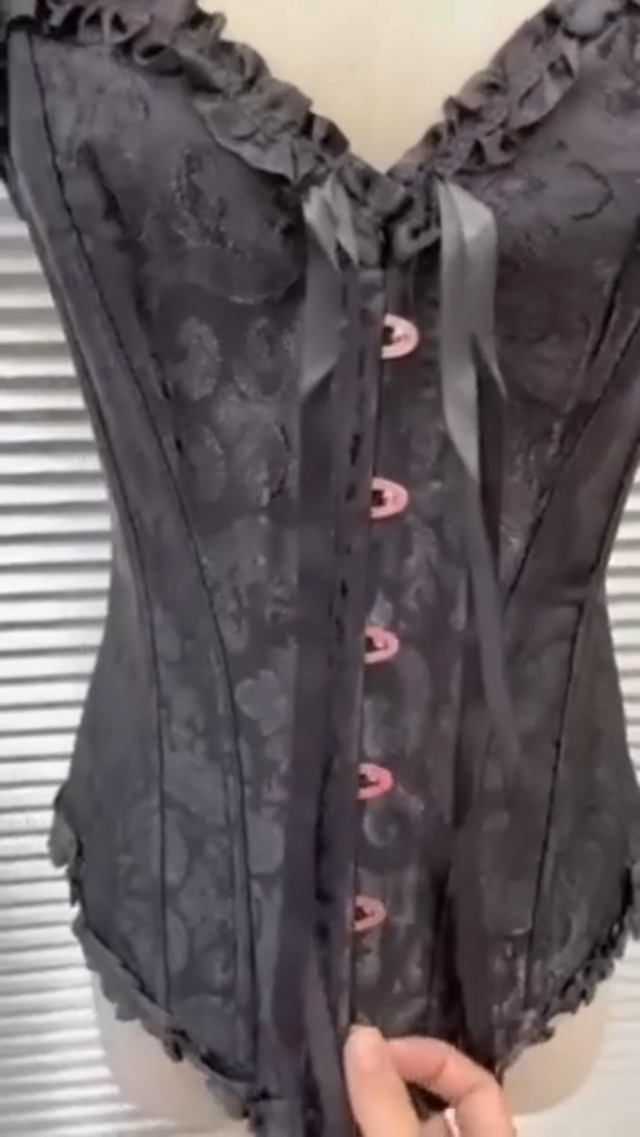 Corsetto Nero Sexy Donna - Bustino Lingerie In Pizzo Disossato, Perfetto Per Halloween, Feste E Cosplay